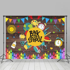 Lofaris Colorful Stationery Wooden Back To School Backdrop