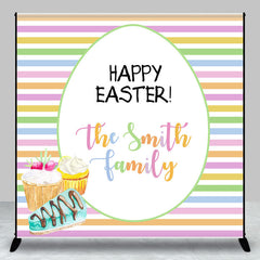 Lofaris Colorful Stripes Dessert Custom Name Easter Backdrop