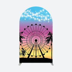 Lofaris Colorful Sunset Ferris Wheel Birthday Arch Backdrop