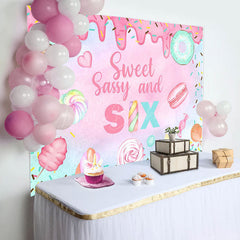 Lofaris Colorful Sweet Sassy Candy 6th Birthday Backdrop