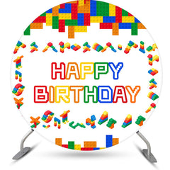 Lofaris Colorful Toy Bricks Round Birthday Backdrop For Boys