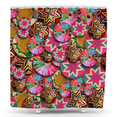 Lofaris Colorful Traditional Ethiopian Floral Shower Curtain