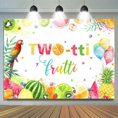 Lofaris Colorful Twotti Frutti Parrot 2nd Birthday Backdrop