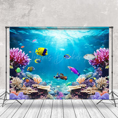 Lofaris Colorful Undersea Animals Natural Plant Backdrop