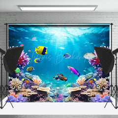 Lofaris Colorful Undersea Animals Natural Plant Backdrop