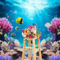 Lofaris Colorful Undersea Animals Natural Plant Backdrop