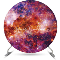 Lofaris Colorful Universe Sparkly Round Birthday Backdrop