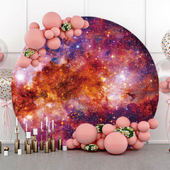 Lofaris Colorful Universe Sparkly Round Birthday Backdrop