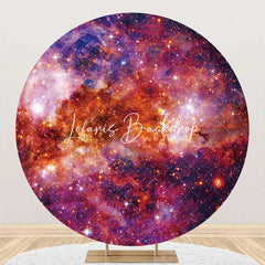 Lofaris Colorful Universe Sparkly Round Birthday Backdrop