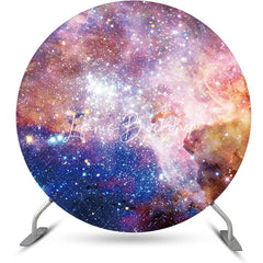 Lofaris Colorful Universe Sparkly Star Round Birthday Backdrop