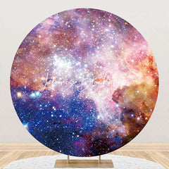 Lofaris Colorful Universe Sparkly Star Round Birthday Backdrop