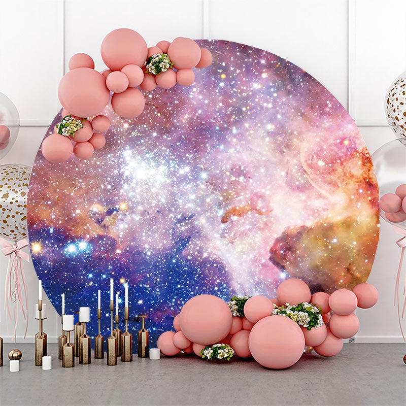 Lofaris Colorful Universe Sparkly Star Round Birthday Backdrop