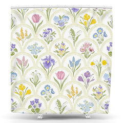 Lofaris Colorful Various Floral Scales Spring Shower Curtain