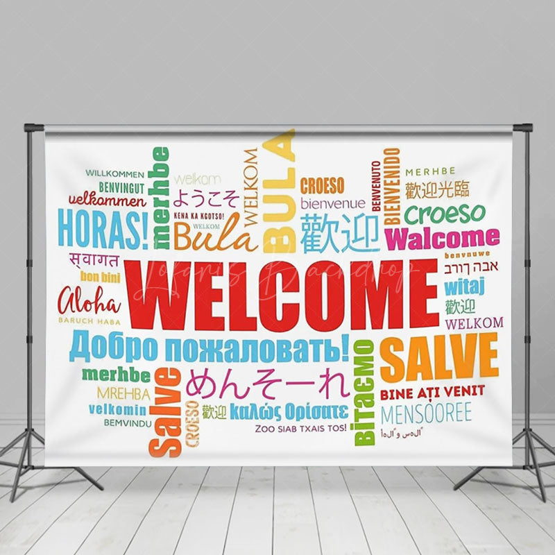 Lofaris Colorful Various Languages Welcome Backdrop For Party