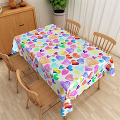 Lofaris Colorful Watercolor Hearts Rectangle Tablecloth