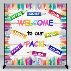 Lofaris Colorful Welcome To Our Pack Custom Name Backdrop