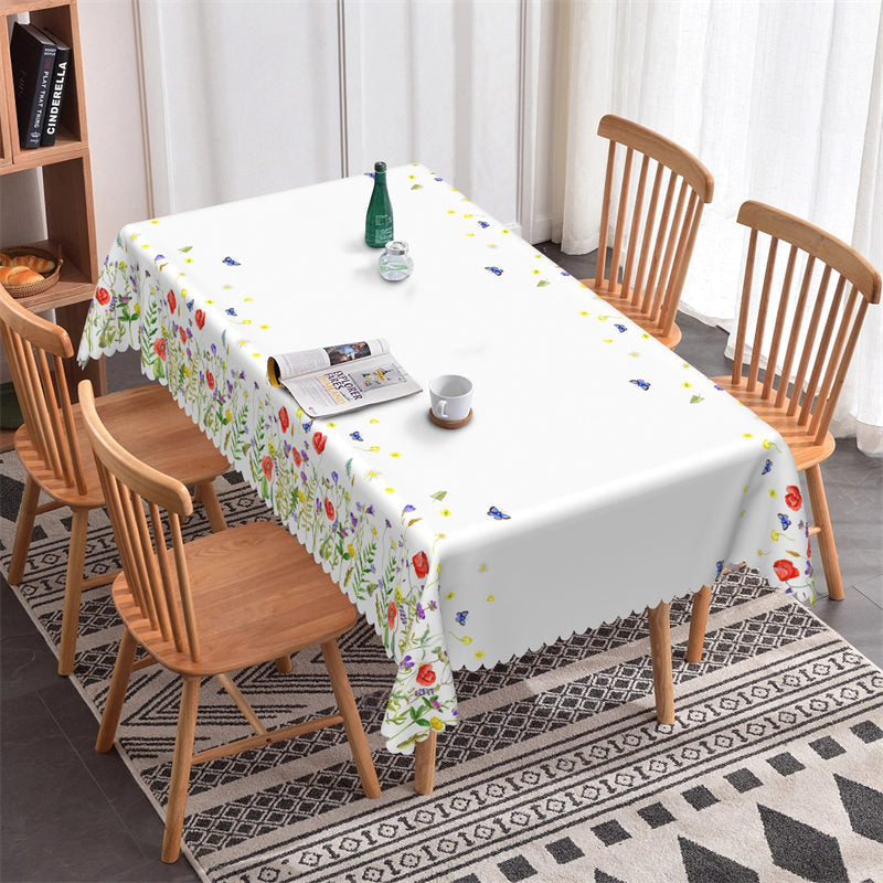 Lofaris Colorful Wild Floral Butterflies Spring Tablecloth