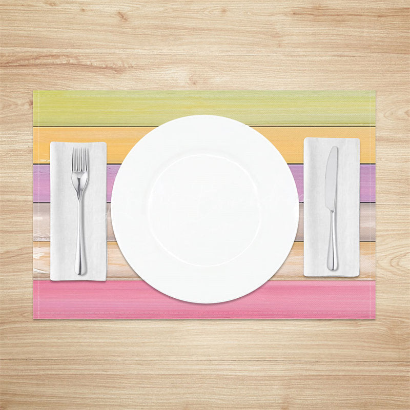 Lofaris Colorful Wood Texture Fabric Set Of 4 Placemats