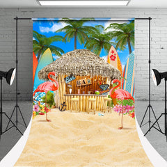 Lofaris Colorful Wooden House Beach Crane Sweep Backdrop