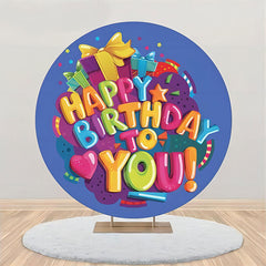 Lofaris Colors Letter Gift Blue Round Birthday Backdrop