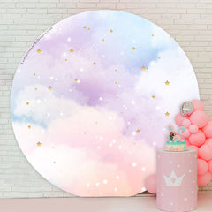 Lofaris Colour Cloud With Gold Stars Round Backdrop For Girl