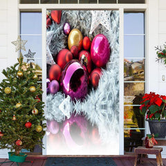 Lofaris Colourful Balls White Wool Christmas Door Cover