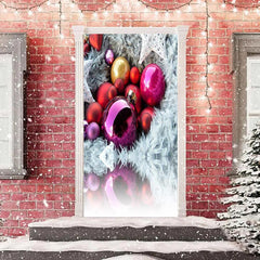 Lofaris Colourful Balls White Wool Christmas Door Cover