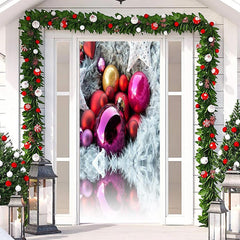 Lofaris Colourful Balls White Wool Christmas Door Cover