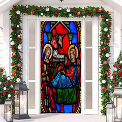 Lofaris Colourful Holy God Baby Cow Christmas Door Cover