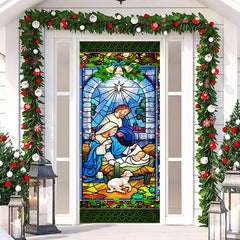 Lofaris Colourful Holy God Baby Sheep Christmas Door Cover