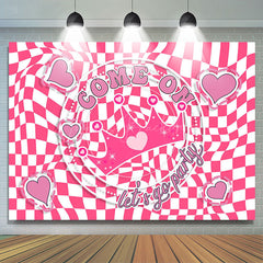 Lofaris Come On Crown Pink White Plaid Birthday Backdrop