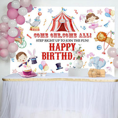 Lofaris Come One All Cirus Animals Birthday Backdrop