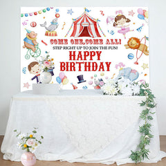 Lofaris Come One All Cirus Animals Birthday Backdrop