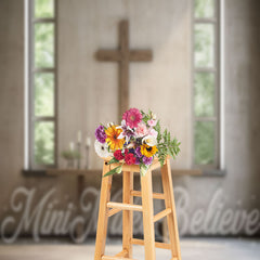 Lofaris Concrete Wall Cross Easter Backdrop For Photography