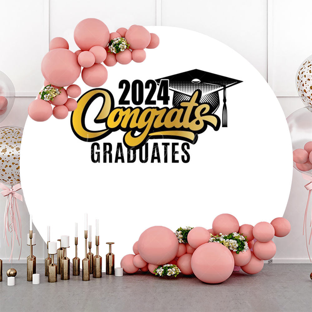 Lofaris Congrats Bachelor Cap Round Happy Graduation Backdrop