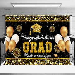 Lofaris Congrats Glitter Sparkle Balloons Graduation Backdrop