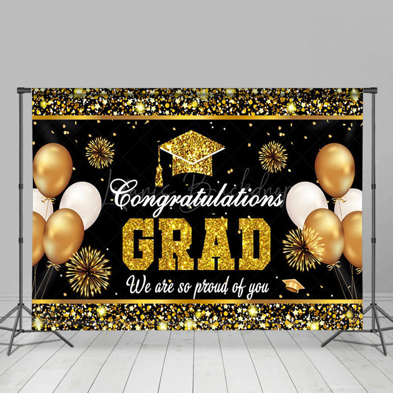 Lofaris Congrats Glitter Sparkle Balloons Graduation Backdrop