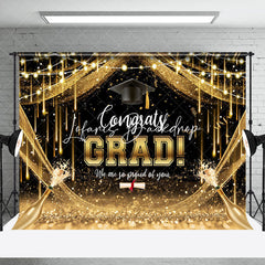 Lofaris Congrats Gold Champagne Sparkling Graduation Backdrop