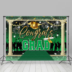 Lofaris Congrats Grad Bachelor Cap Green Graduation Backdrop