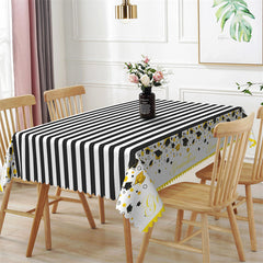 Lofaris Congrats Grad Black And White Stripes Tablecloth