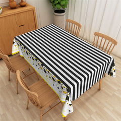 Lofaris Congrats Grad Black And White Stripes Tablecloth