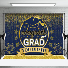 Lofaris Congrats Grad You Did It Glitter Graduation Backdrop