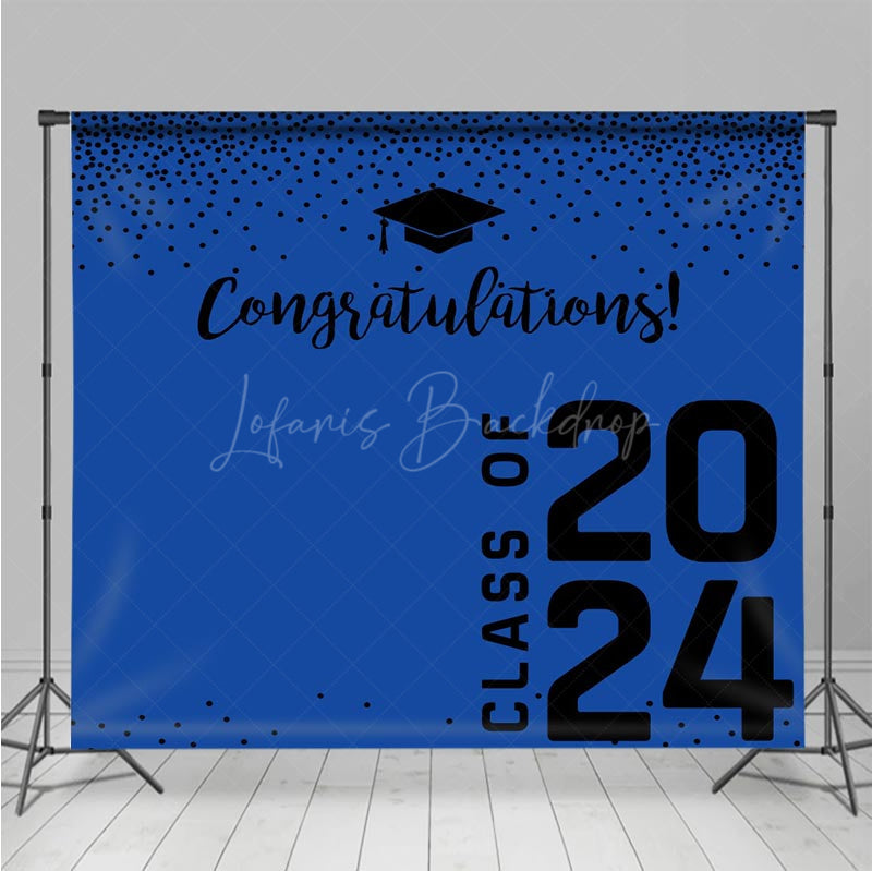 Lofaris Congratulations Blue Bachelor Cap Graduation Backdrop