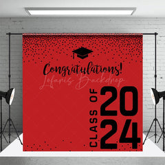 Lofaris Congratulations Red Bachelor Cap Graduation Backdrop