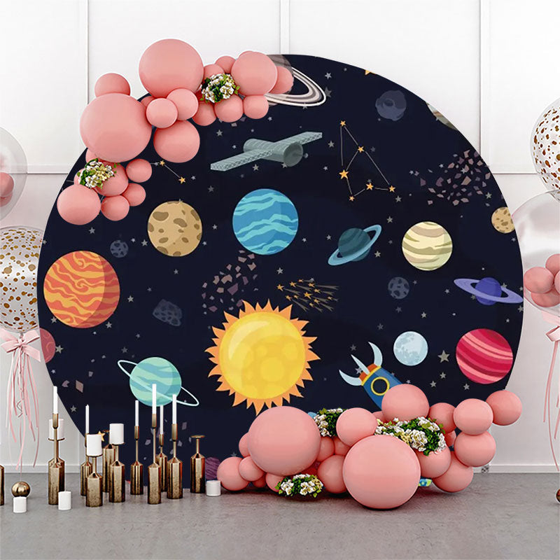 Lofaris Constellation Planets Galaxy Round Birthday Backdrop