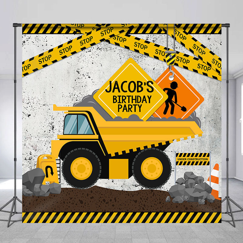 Lofaris Construction Site Custom Name Birthday Party Backdrop