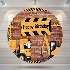 Lofaris Construction Theme Circle Backdrop For Birthday Party