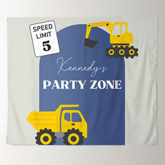 Lofaris Construction Truck Personalized Birthday Backdrop