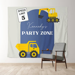 Lofaris Construction Truck Personalized Birthday Backdrop