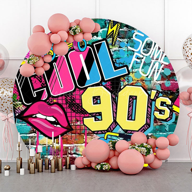 Lofaris Cool 90s Lip Disco Musical Round Backdrop For Party